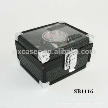 luxury aluminum single watch box with a clear show top